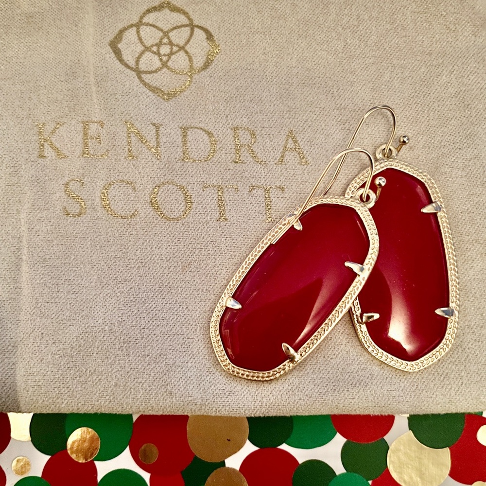 Kendra Scott Gold Red Elle Drop Earrings